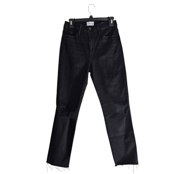 Frame Denim Le Sylvie Slender Straight Leg Black Jeans 29 Preowned - Picture 1 of 9